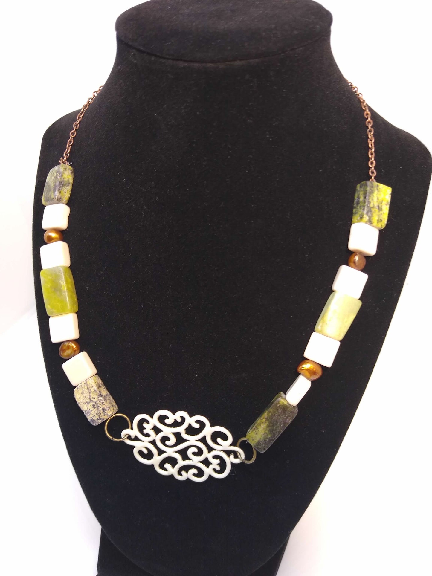 Yellow Turquoise & Serpentine Necklace