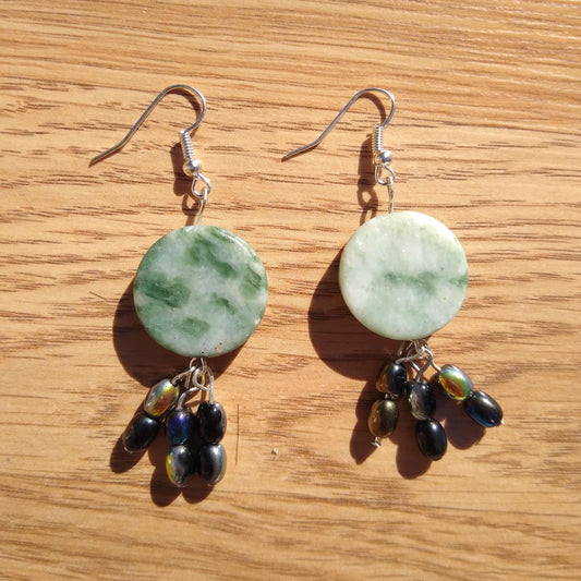 Marble Green Circle Earrings