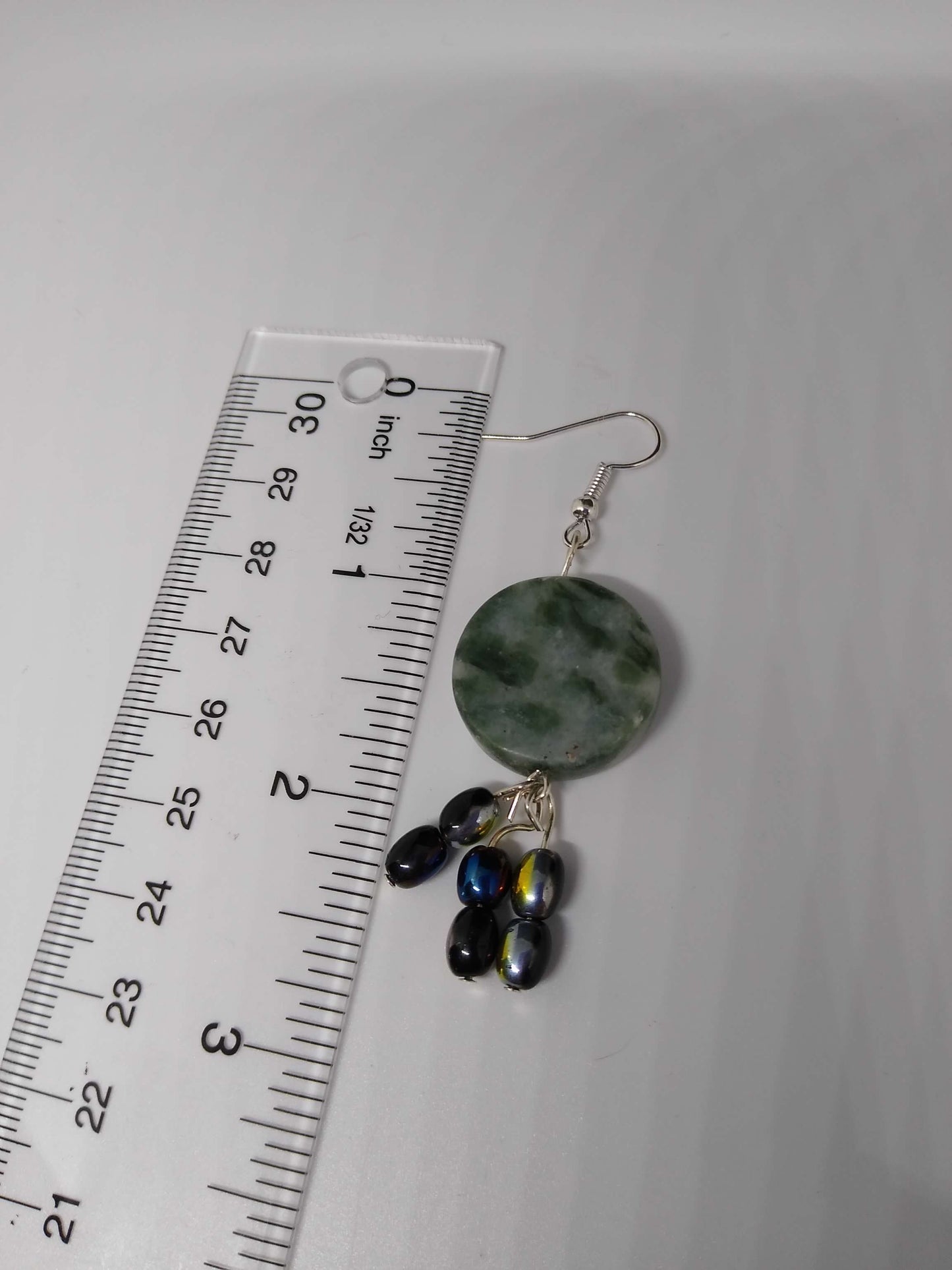 Marble Green Circle Earrings