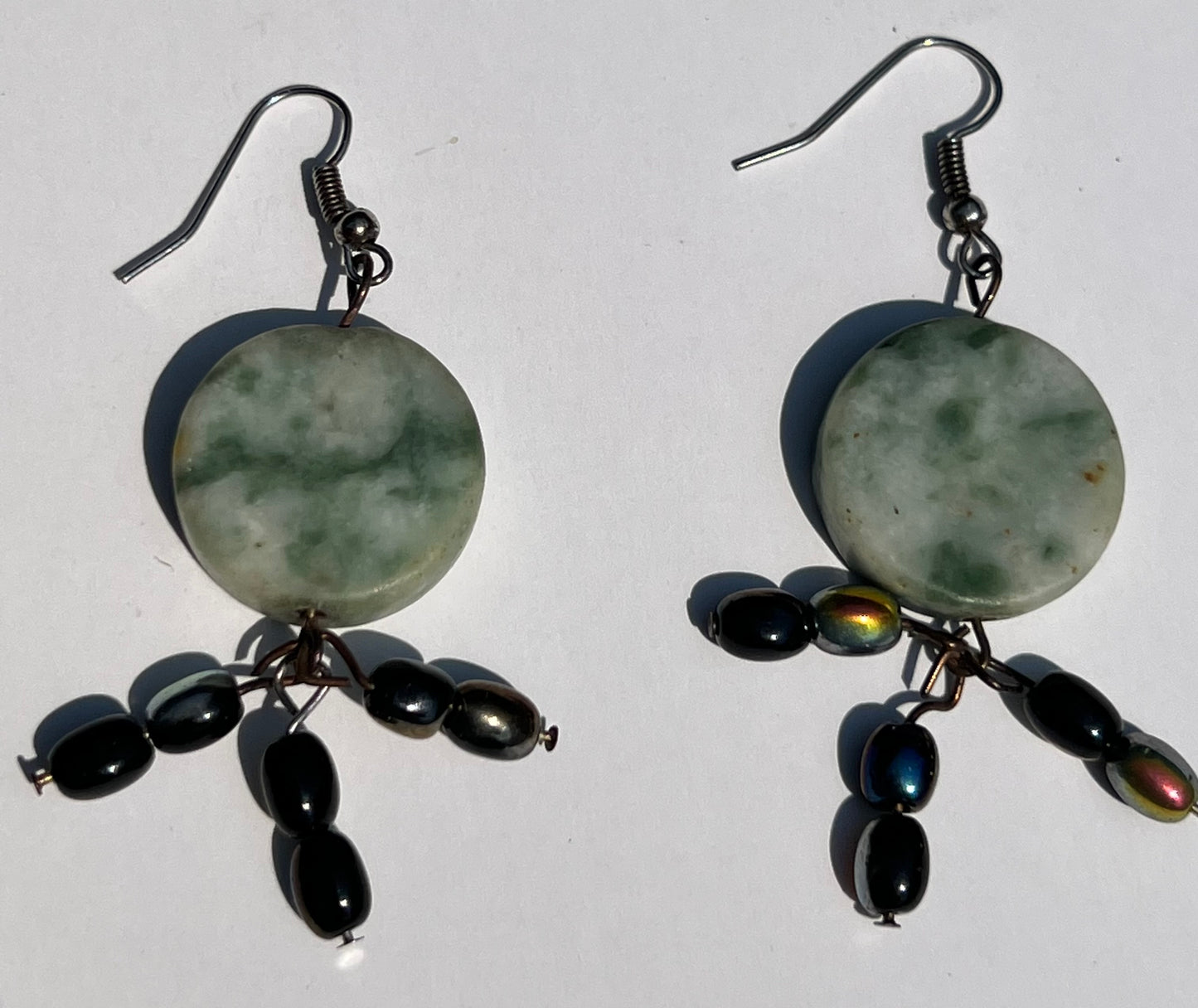 Marble Green Circle Earrings