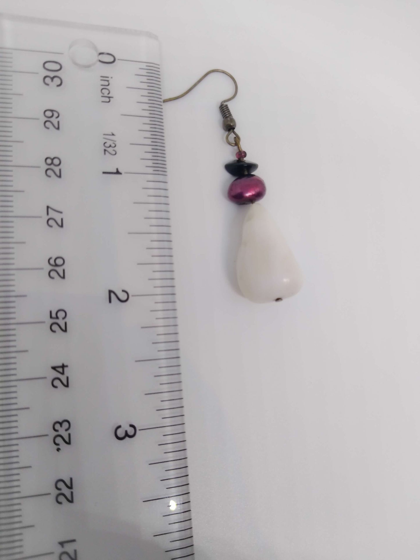 White Riverstone and Purple Earrings