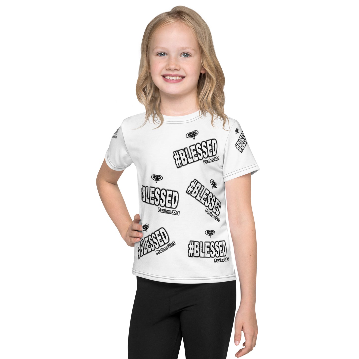 #Blessed All Over Kids Crew Neck T-shirt