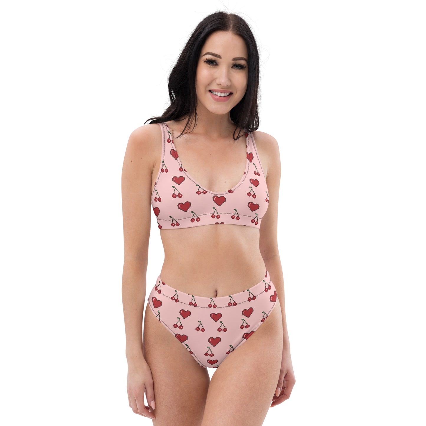 Heart and Cherry High-Waisted Bikini