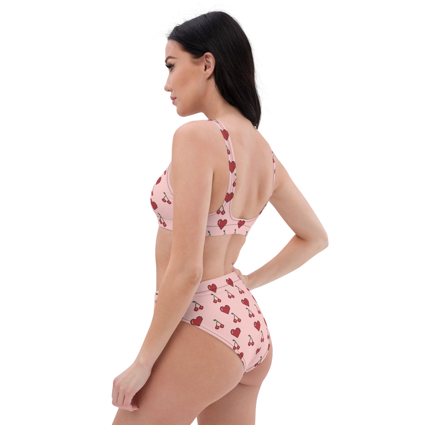 Heart and Cherry High-Waisted Bikini