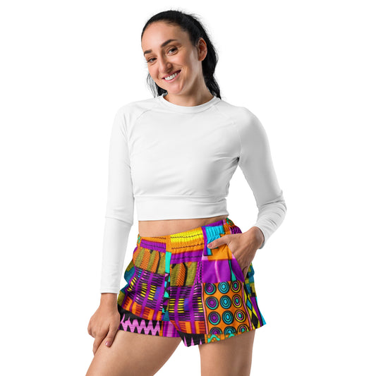 Purple Kente Women’s Recycled Athletic Shorts