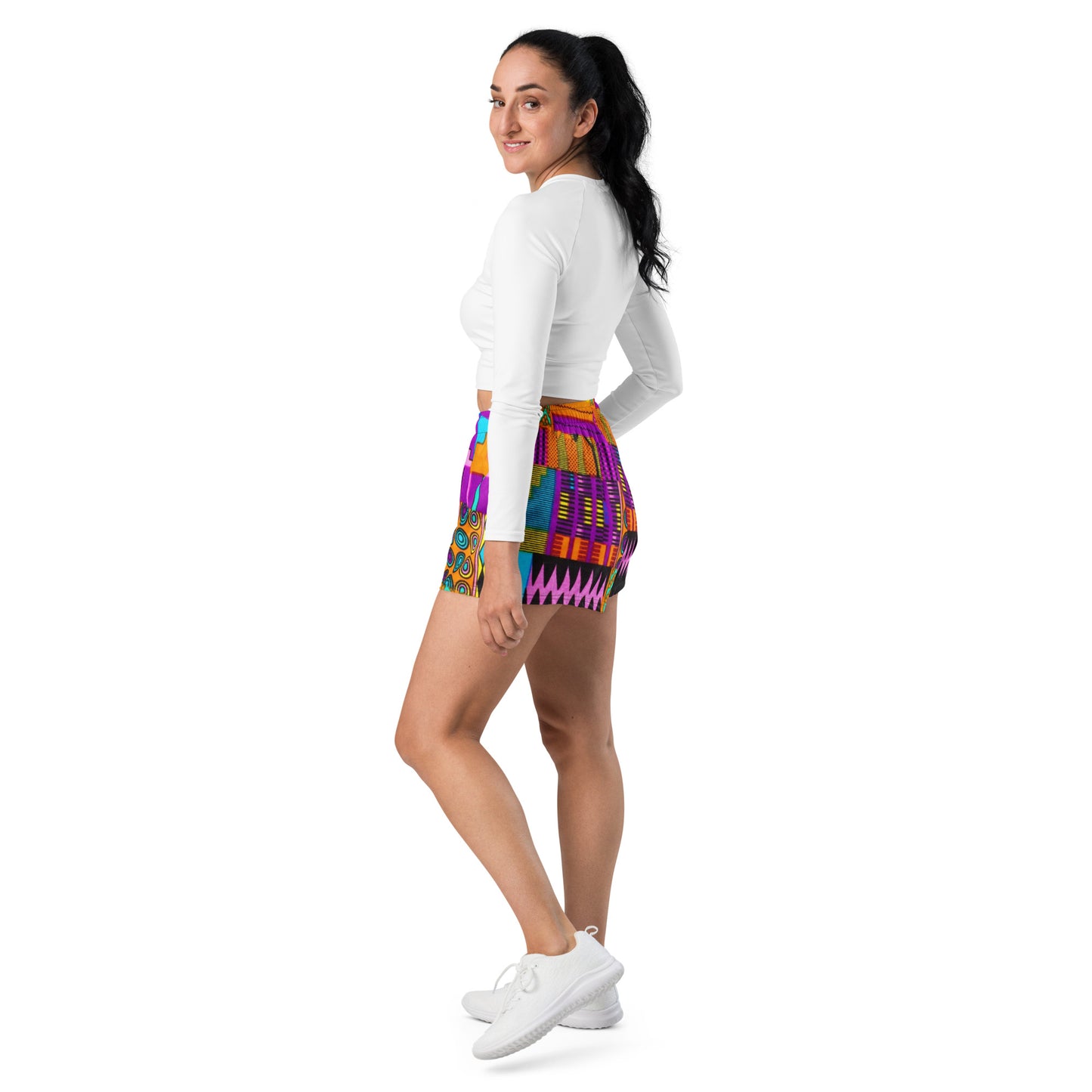 Purple Kente Women’s Recycled Athletic Shorts