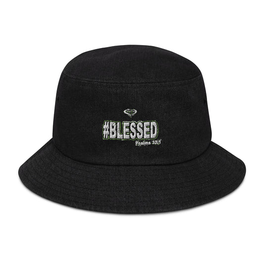 #Blessed Denim Bucket Hat