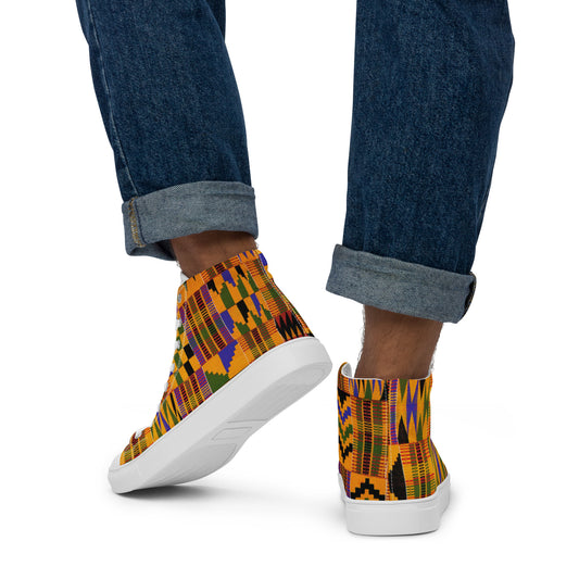 Kente Men’s High Top Canvas Shoes