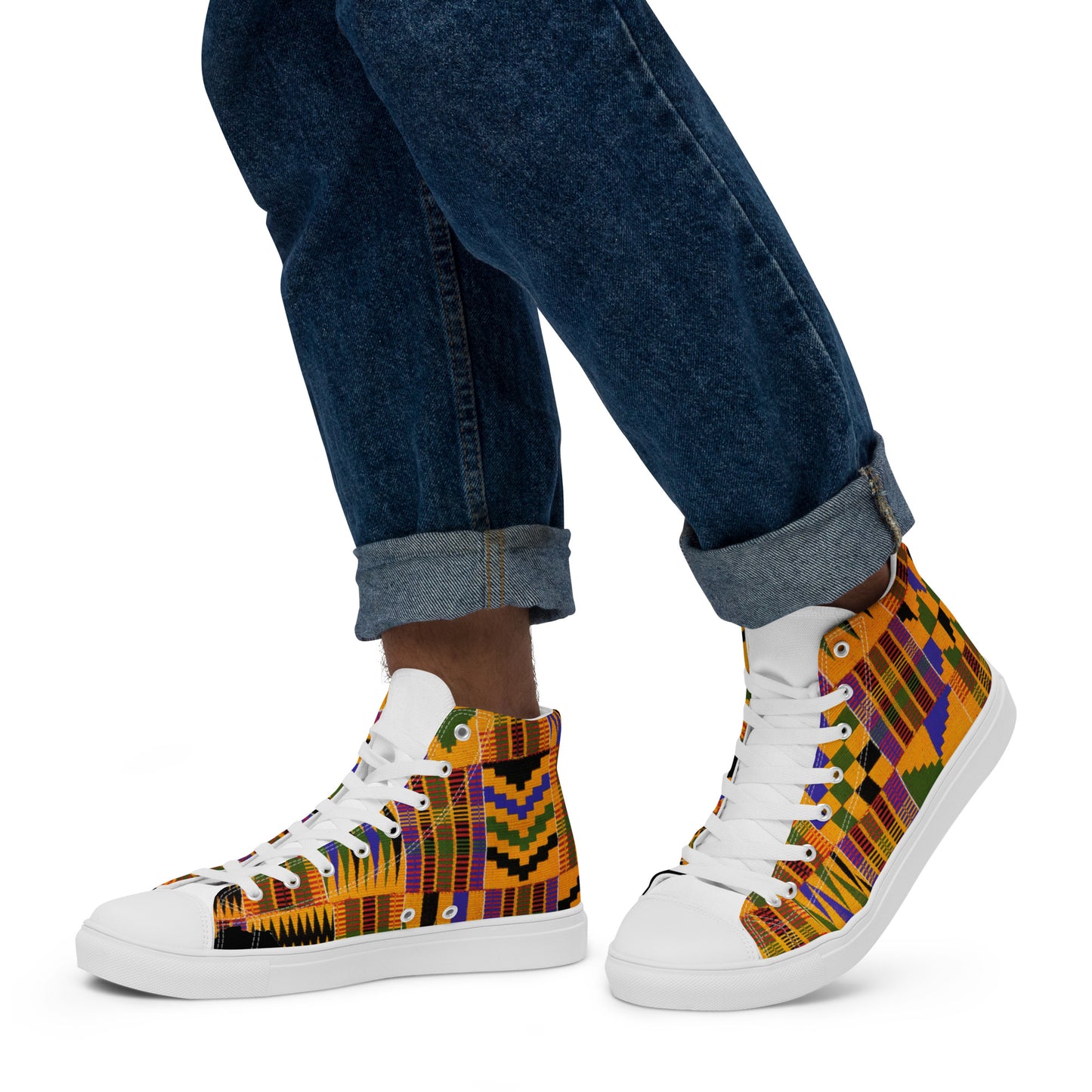 Kente Men’s High Top Canvas Shoes