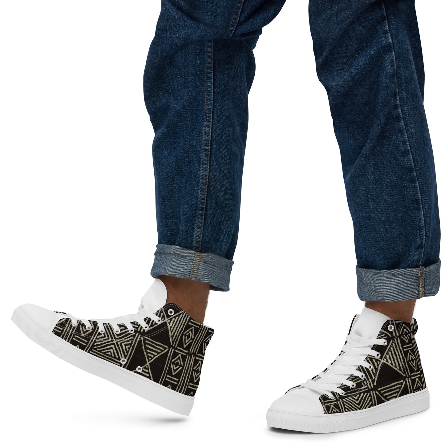 Mud Cloth Men’s High Top Canvas Shoes