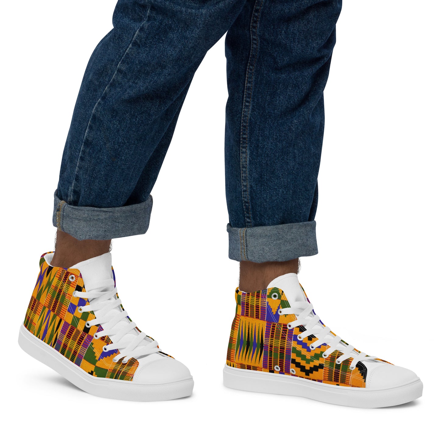 Kente Men’s High Top Canvas Shoes