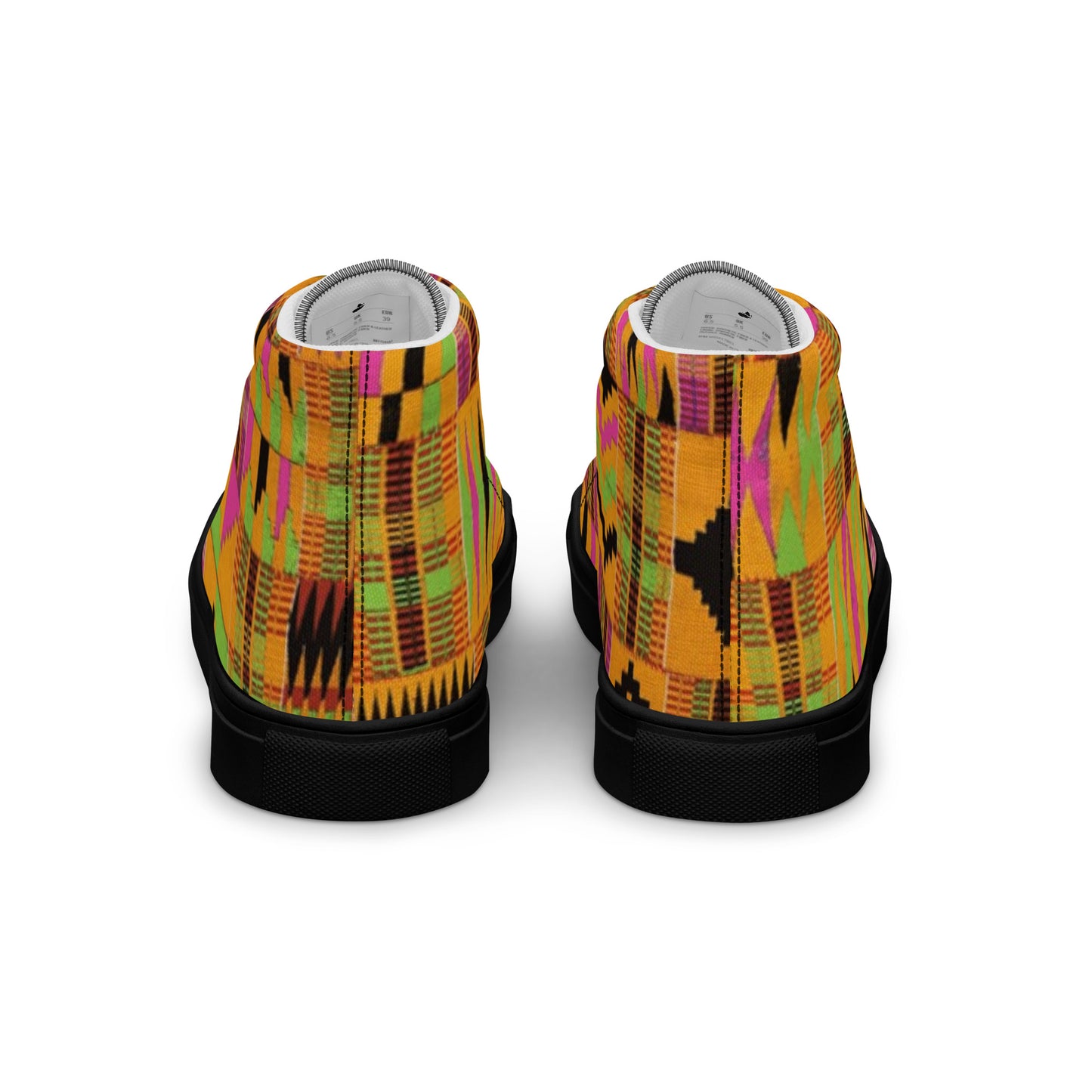 Pink Kente Women’s High Top Canvas Shoes