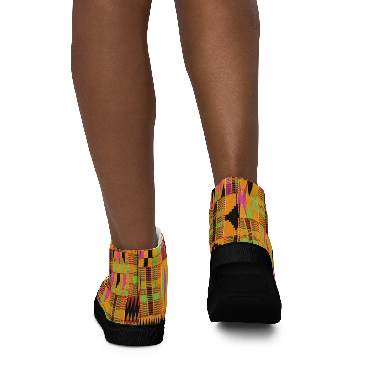 Pink Kente Women’s High Top Canvas Shoes