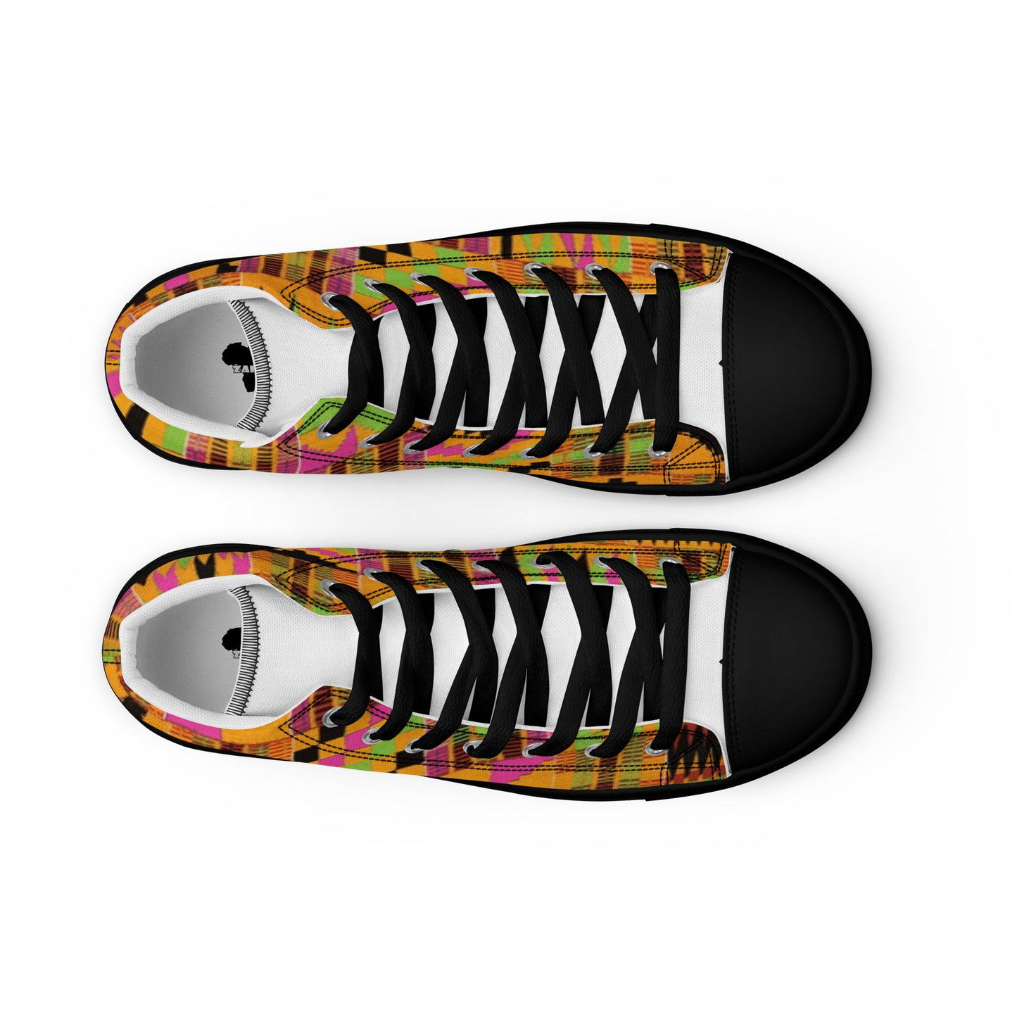 Pink Kente Women’s High Top Canvas Shoes