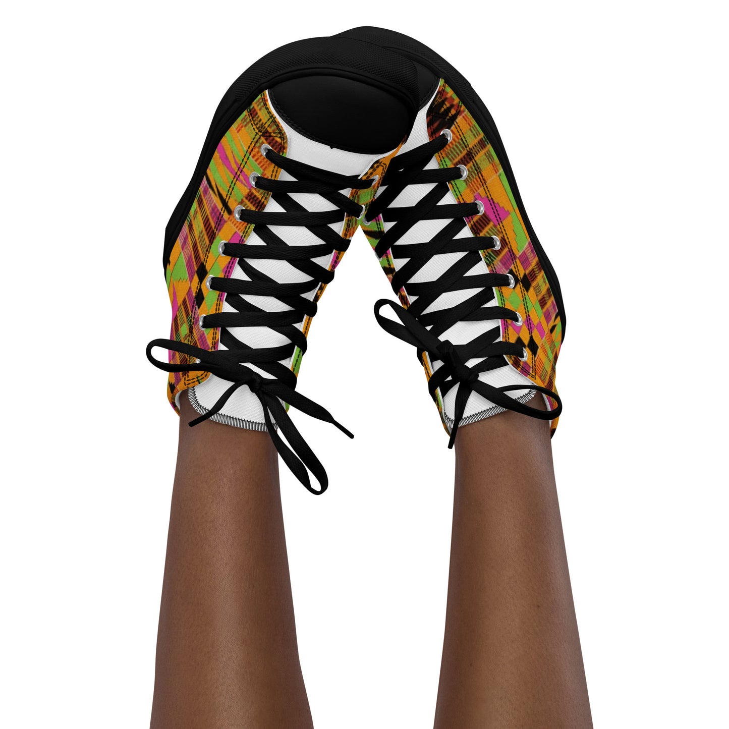 Pink Kente Women’s High Top Canvas Shoes