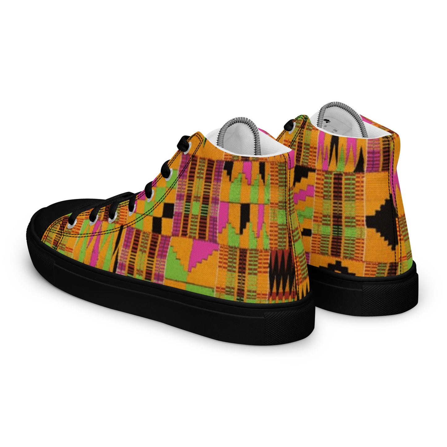 Pink Kente Women’s High Top Canvas Shoes