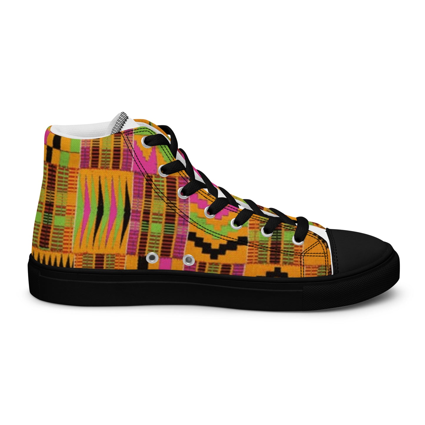 Pink Kente Women’s High Top Canvas Shoes