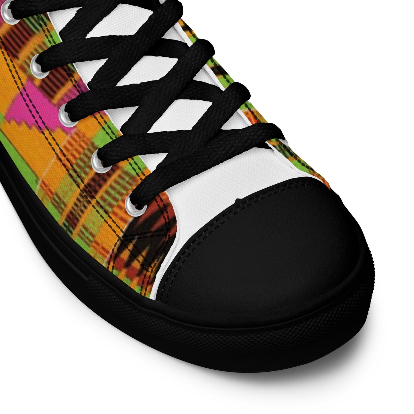 Pink Kente Women’s High Top Canvas Shoes