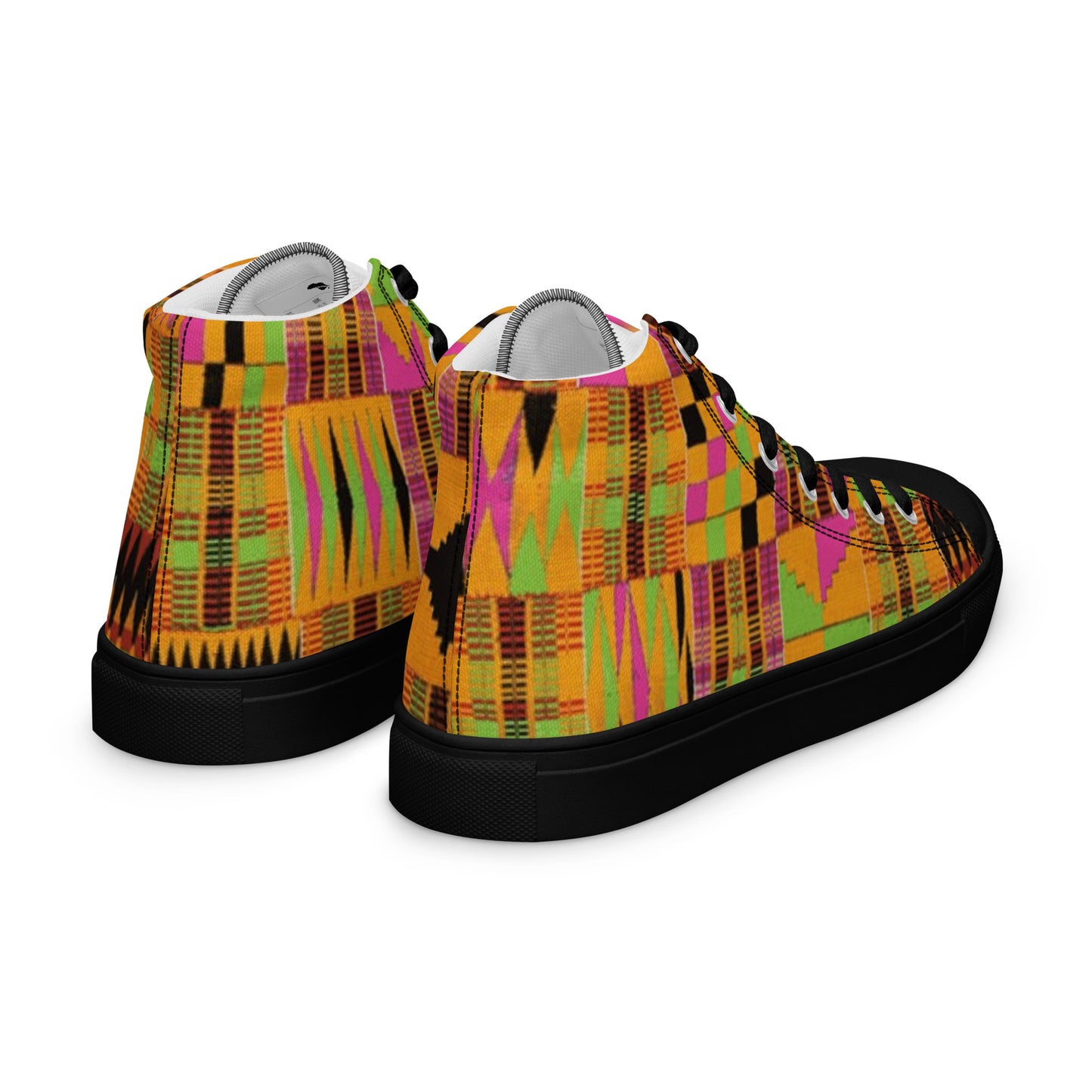 Pink Kente Women’s High Top Canvas Shoes