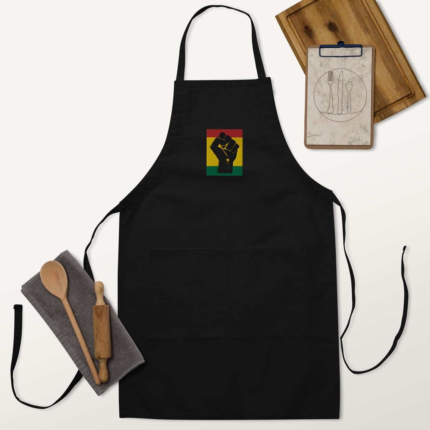 Black Power Embroidered Apron