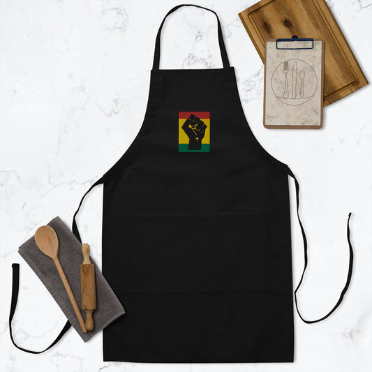 Black Power Embroidered Apron